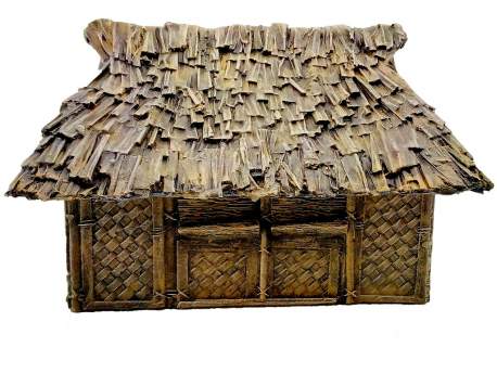 Traditional Asia Pacific house with woven bamboo walls and palm leaves roof 1:56 (28mm)